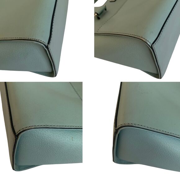 Kate Spade Medium Satchel Crossbody Bag Muted Teal Leather Preowned - Picture 10 of 11
